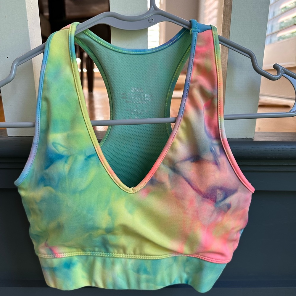 Cute tie dyed sports bra size S